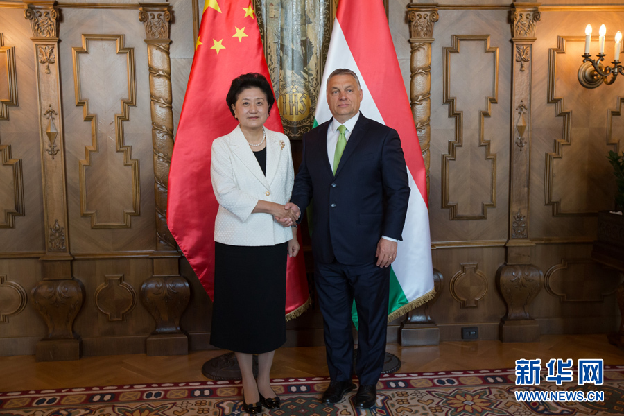  6月21日，國務(wù)院副總理劉延?xùn)|（左）在匈牙利布達(dá)佩斯國會(huì)大廈會(huì)見匈牙利總理歐爾班。 新華社發(fā)（弗爾季&middot;奧蒂洛攝）