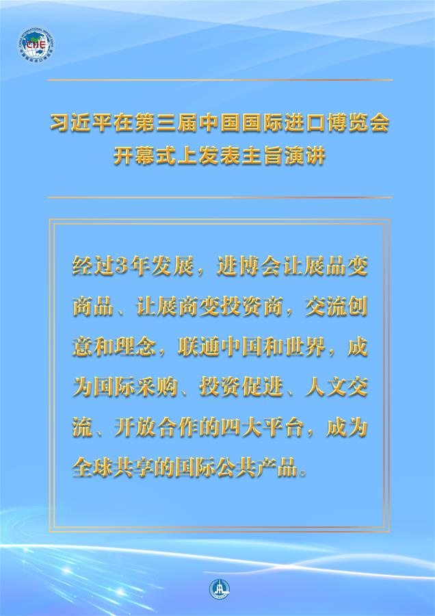 （圖表&middot;海報(bào)）［第三屆進(jìn)博會(huì)］習(xí)近平在第三屆中國國際進(jìn)口博覽會(huì)開幕式上發(fā)表主旨演講 （4）