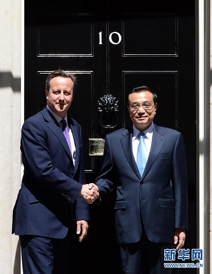 6月17日，國務院總理李克強在倫敦唐寧街10號首相府同英國首相卡梅倫舉行中英總理年度會晤。新華社記者 李濤 攝