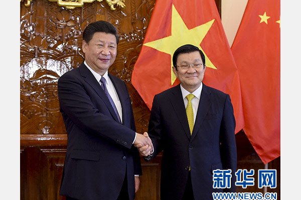11月6日，中共中央總書記、國家主席習近平在河內(nèi)同越南國家主席張晉創(chuàng)舉行會談。 新華社記者李學仁攝