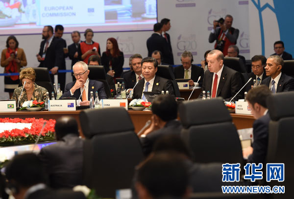 11月15日，國家主席習近平在土耳其安塔利亞出席二十國集團領導人第十次峰會第一階段會議。 新華社記者李學仁攝 