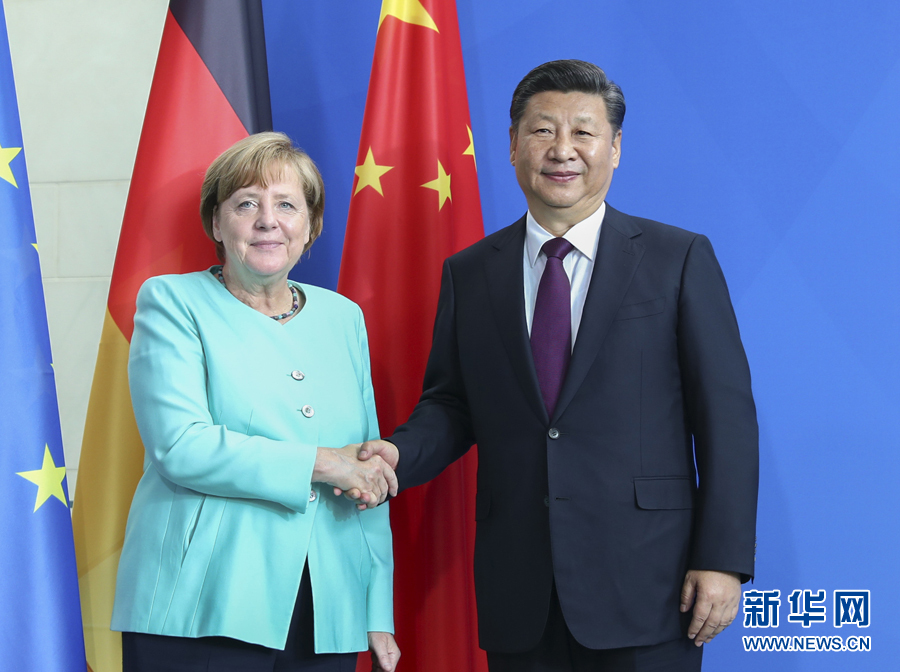 7月5日，國家主席習近平在柏林同德國總理默克爾舉行會談。新華社記者謝環(huán)馳攝