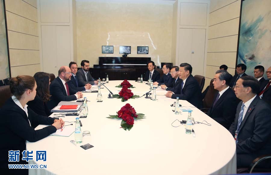 7月6日，國家主席習近平在柏林會見德國社會民主黨主席舒爾茨。新華社記者 姚大偉 攝