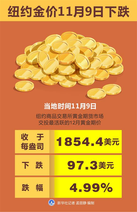 （圖表）［財(cái)經(jīng)&middot;行情］紐約金價(jià)11月9日下跌