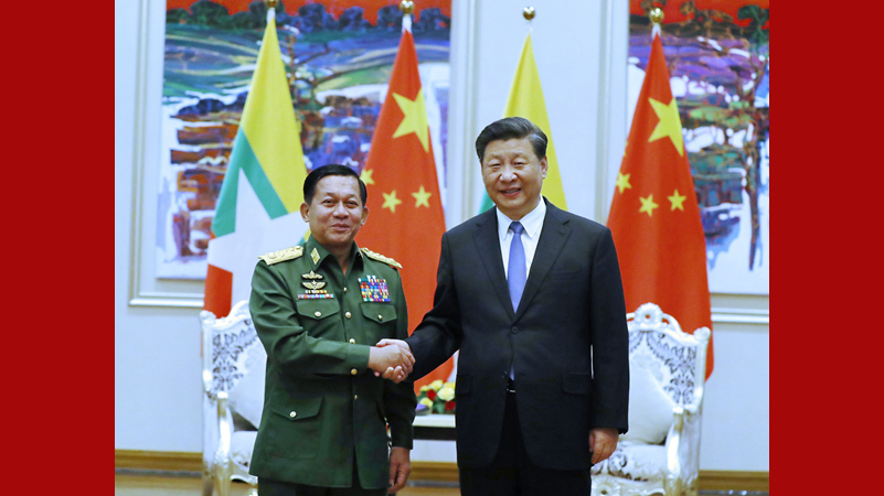 習近平會見緬甸國防軍總司令敏昂萊